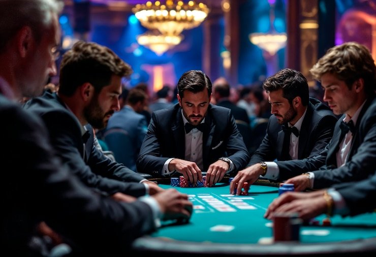 Gaple Online table with dominoes and player avatars on monte77 login
