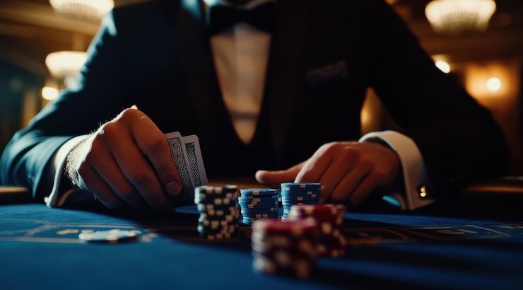 Live dealer blackjack table with real croupier and multi-camera view